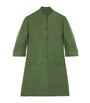 Green Cotton Poplin Mini Shirt Dress
