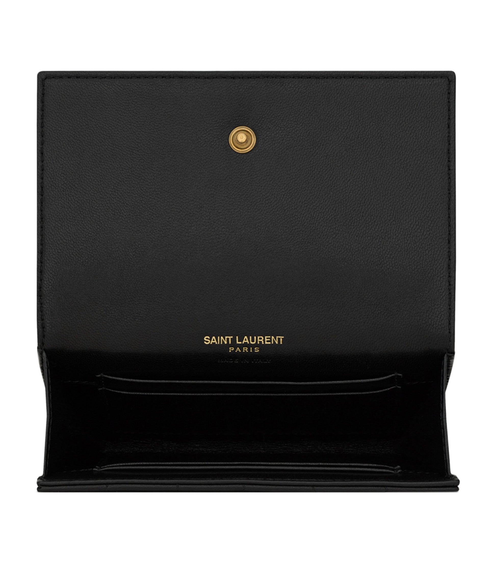 Saint Laurent Black Leather Quilted Monogram Wallet