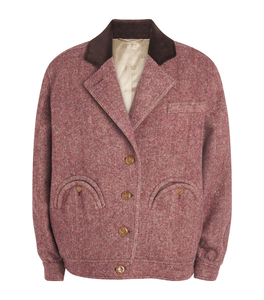 Blazé Milano Pink Virgin Wool Cleo Bomber Jacket