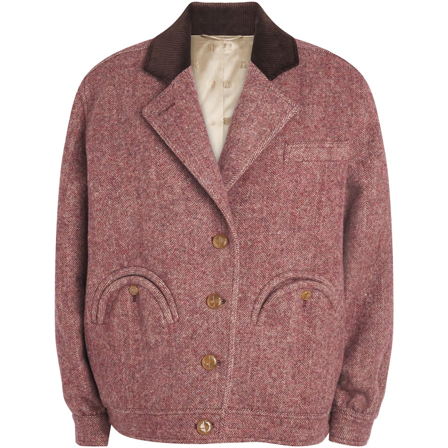 Blazé Milano Pink Virgin Wool Cleo Bomber Jacket