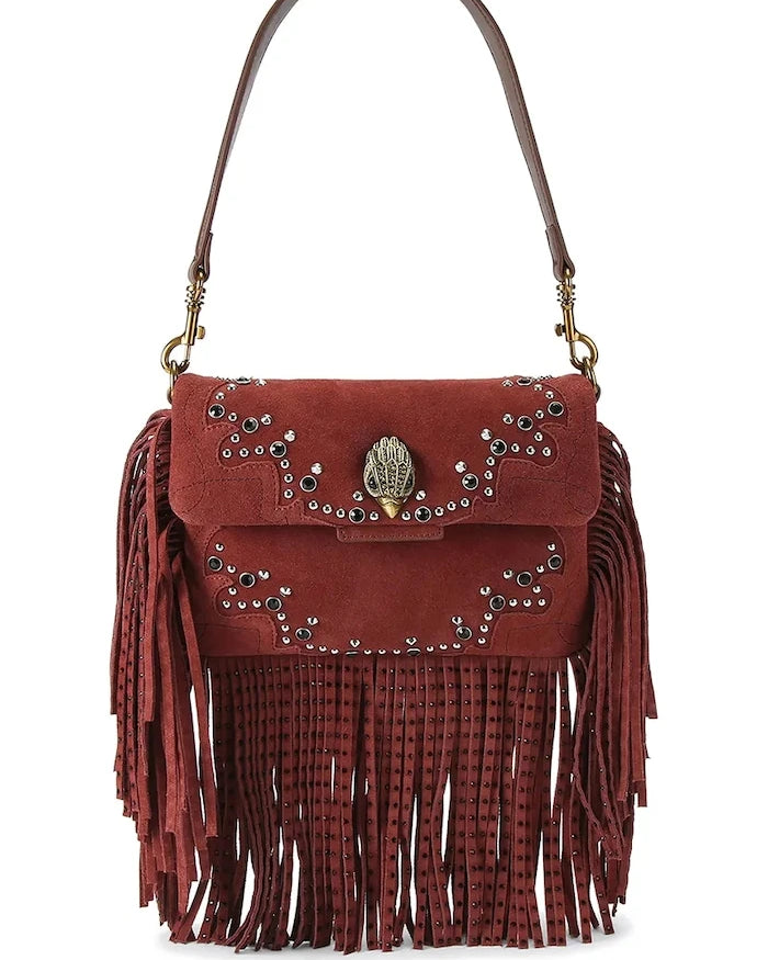 Kurt Geiger London чанта crossbody дамска от велур OXFORD