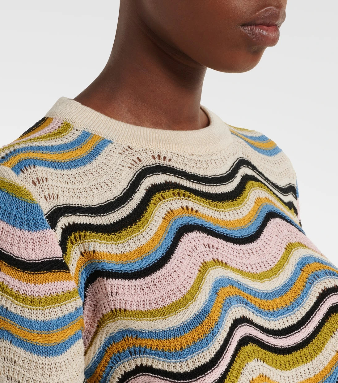 La DoubleJ - Chevron crochet cotton sweater