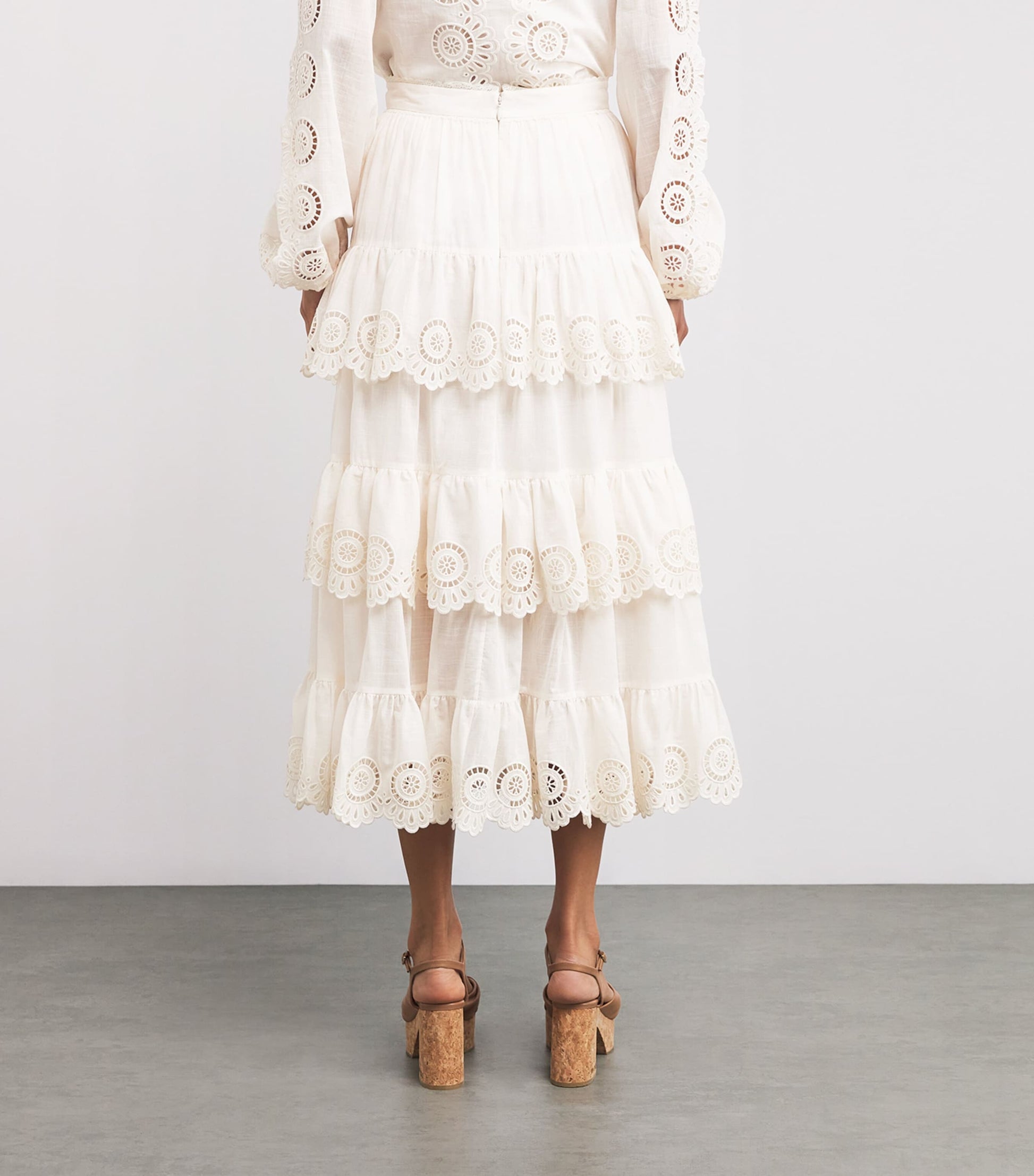 Zimmermann White Broderie Anglaise Lucky Midi Skirt