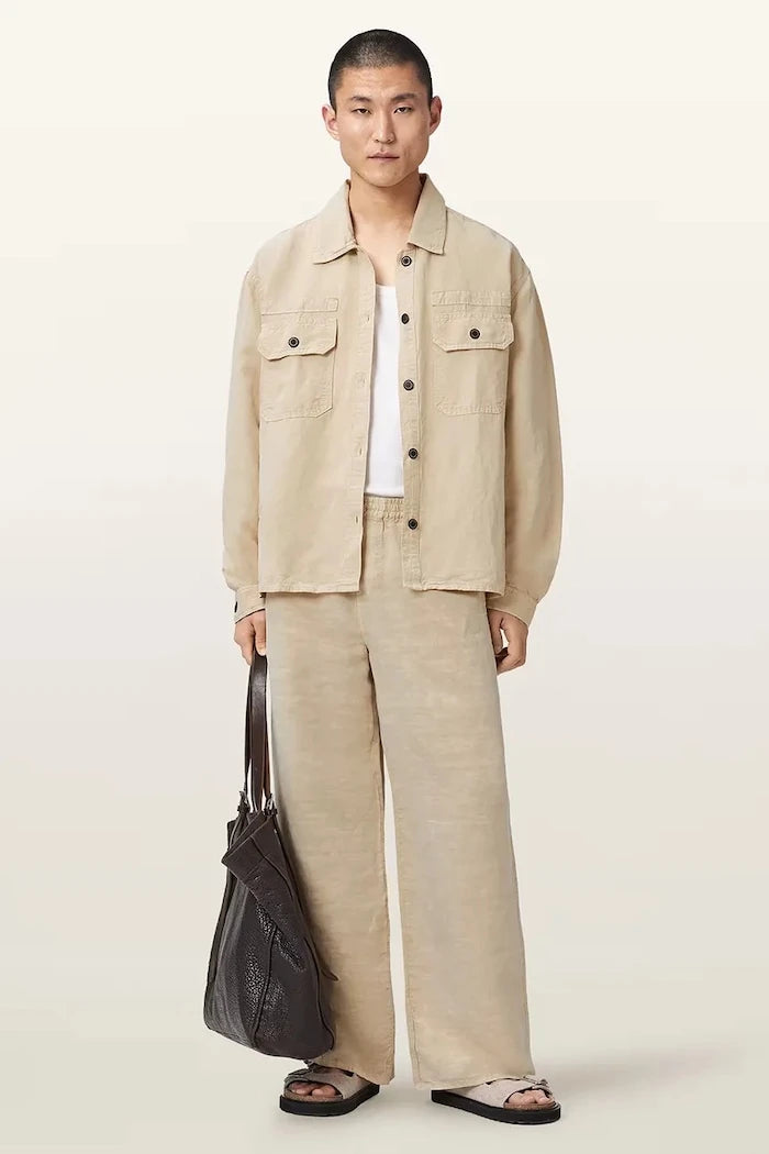AllSaints риза мъжка с лен KORTEN
