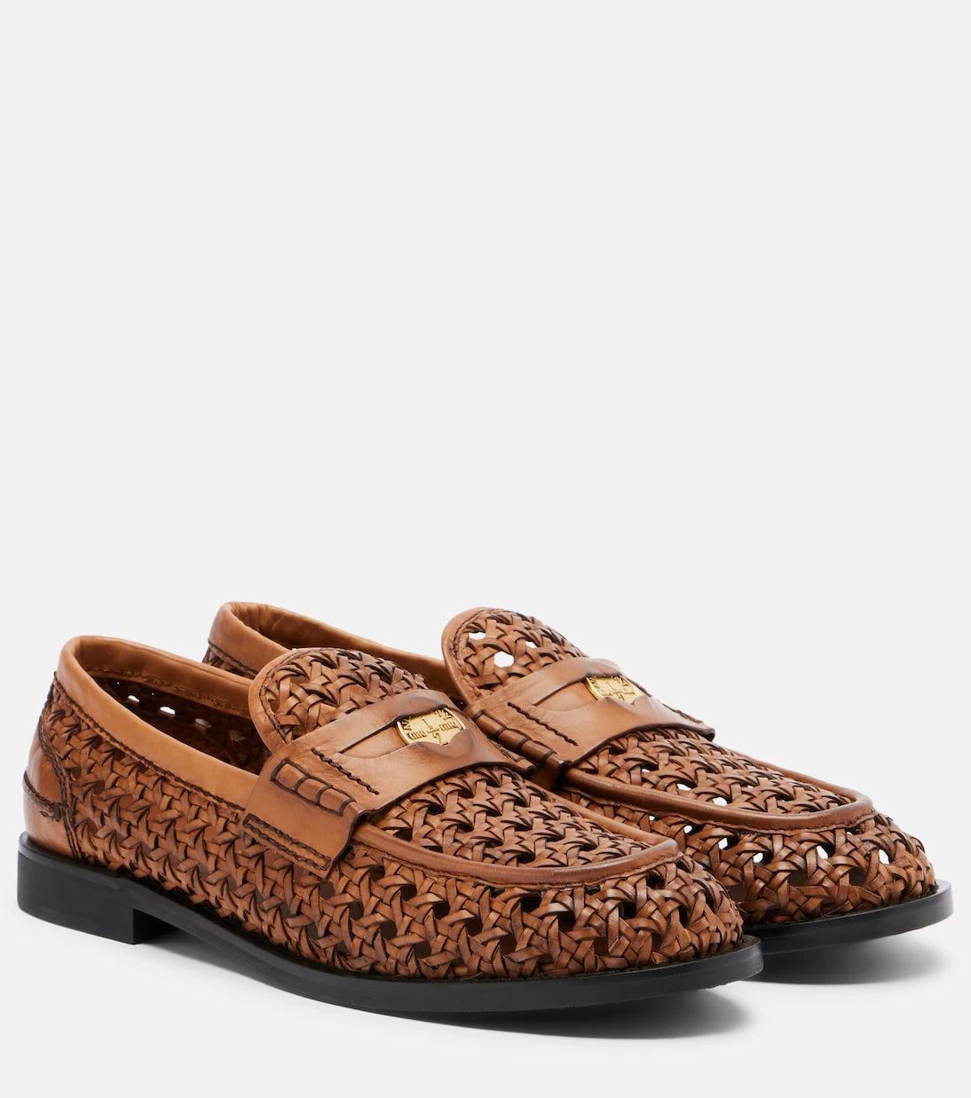 Miu Miu - Woven leather penny loafers