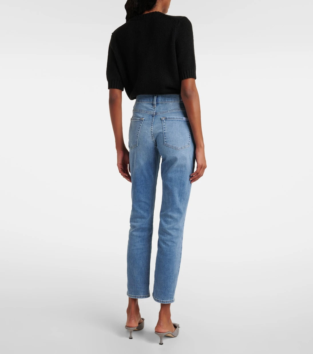 7 For All Mankind - جينز بقصة ضيقة وخصر متوسط الارتفاع