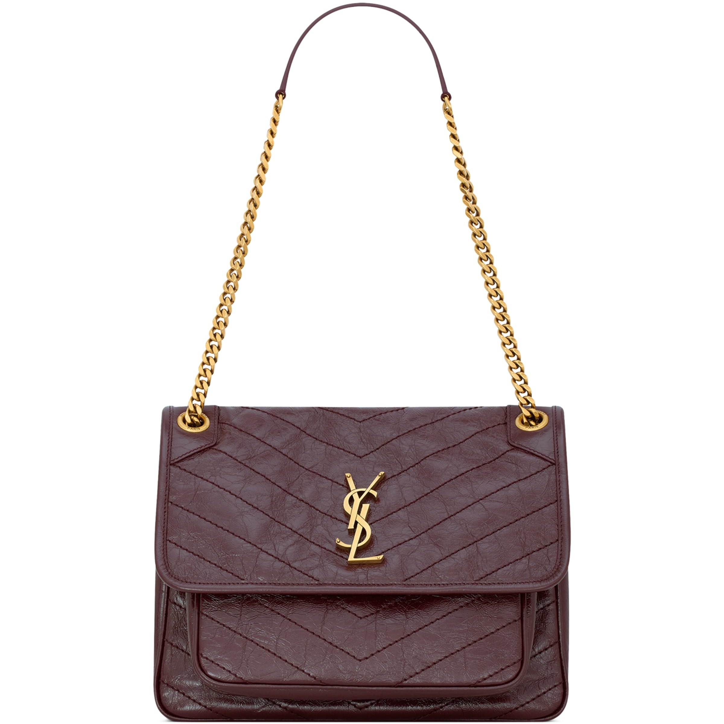 Saint Laurent Burgundy Medium Leather Niki Shoulder Bag