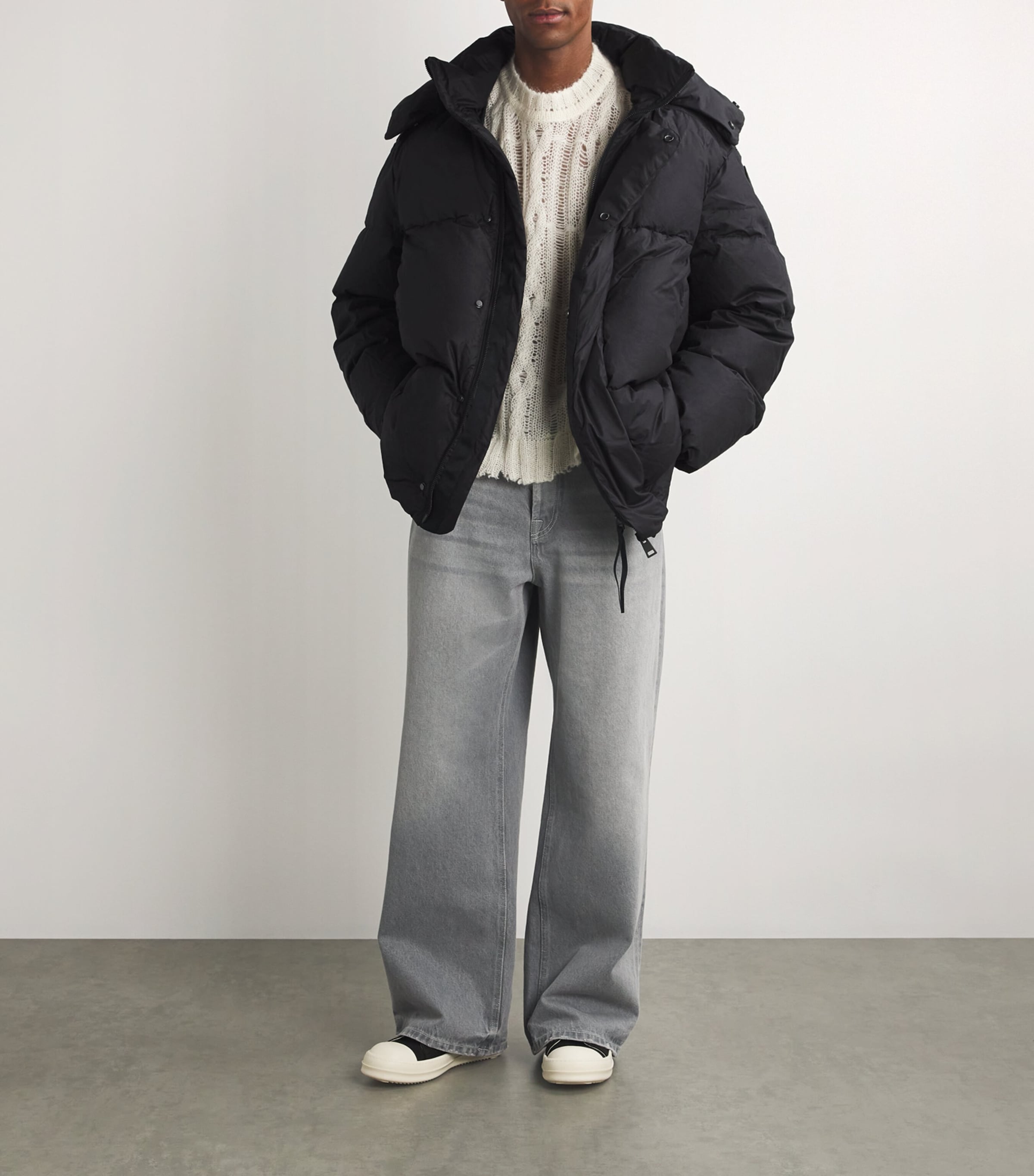 Black Mid-Leg Wilu Duvet Puffer Jacket