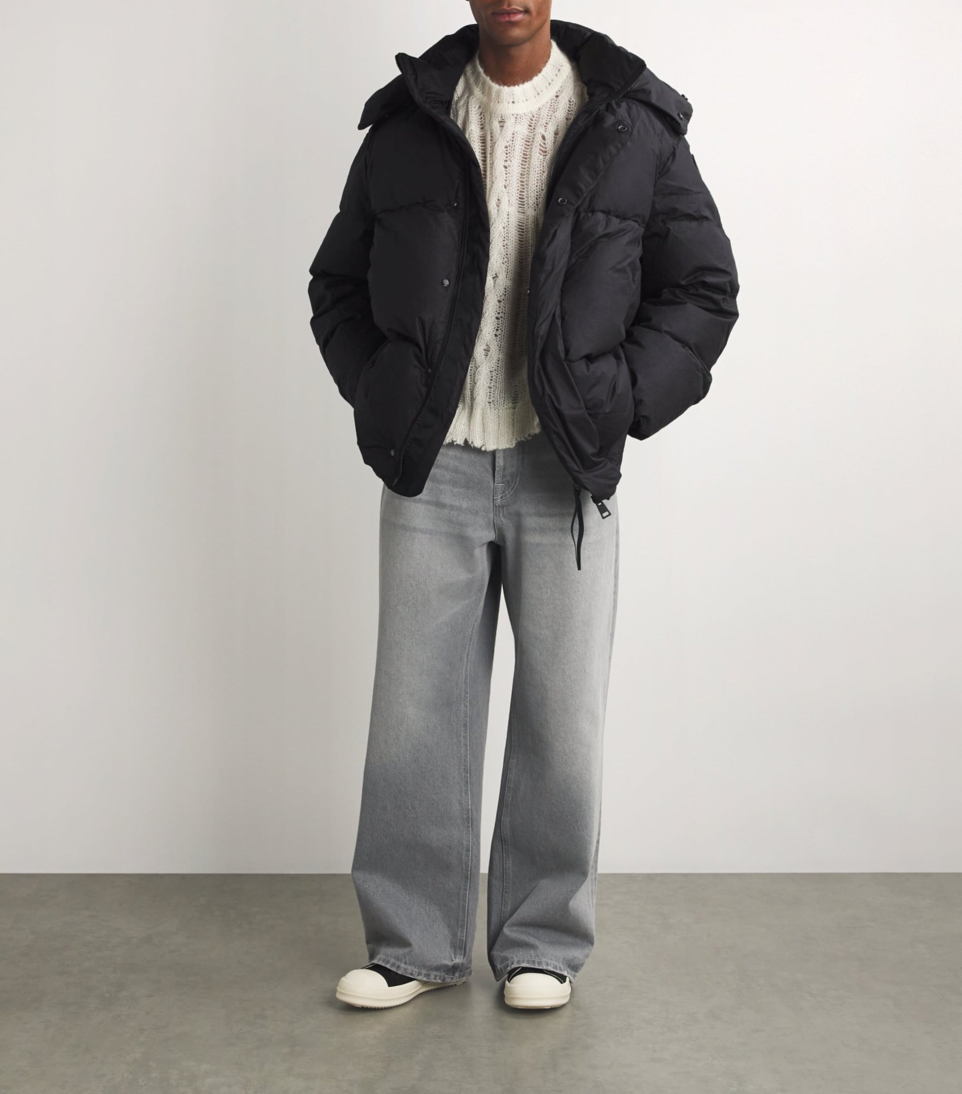 Black Mid-Leg Wilu Duvet Puffer Jacket