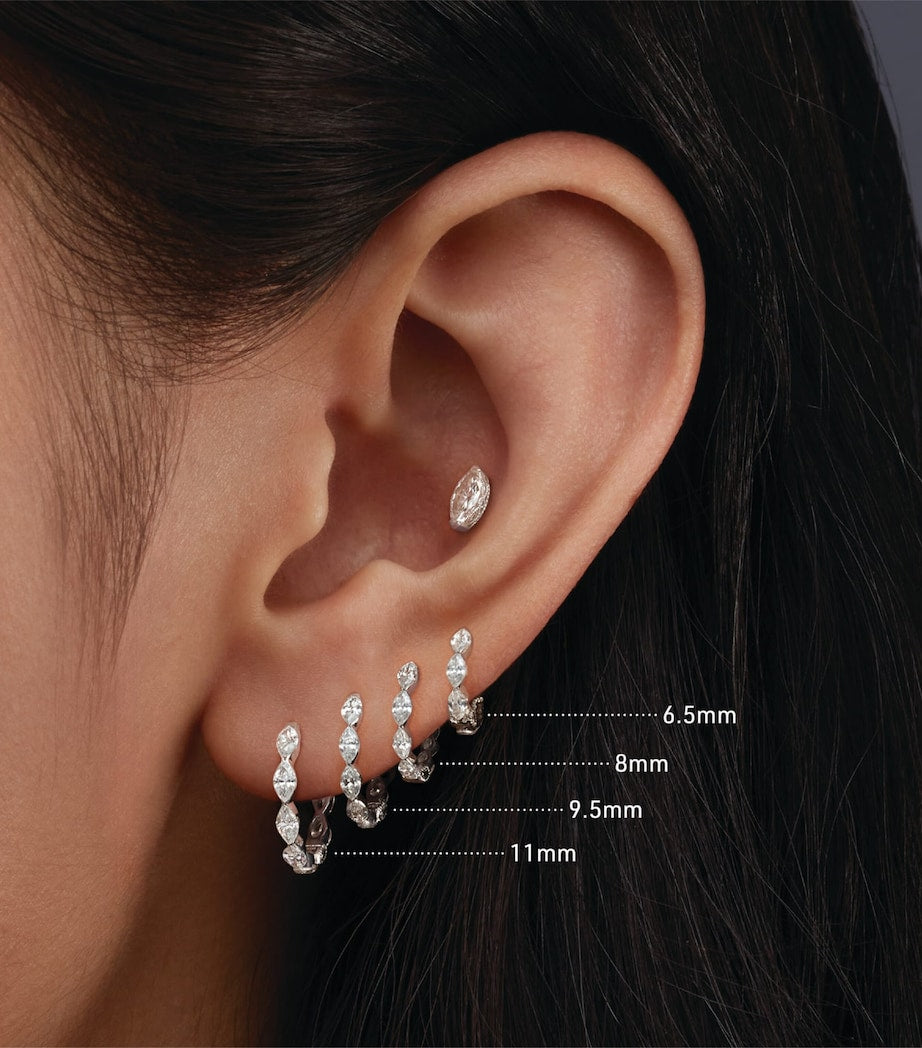 Maria Tash Gold Invisible Set Diamond Marquise Eternity Hoop Earring (9.5mm)