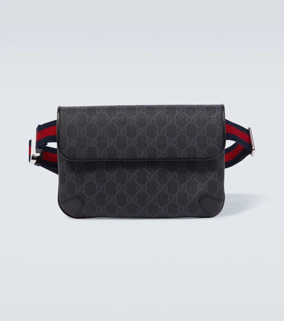 Gucci - حقيبة خصر قماش GG بشريط ويب بلمسات جلدية