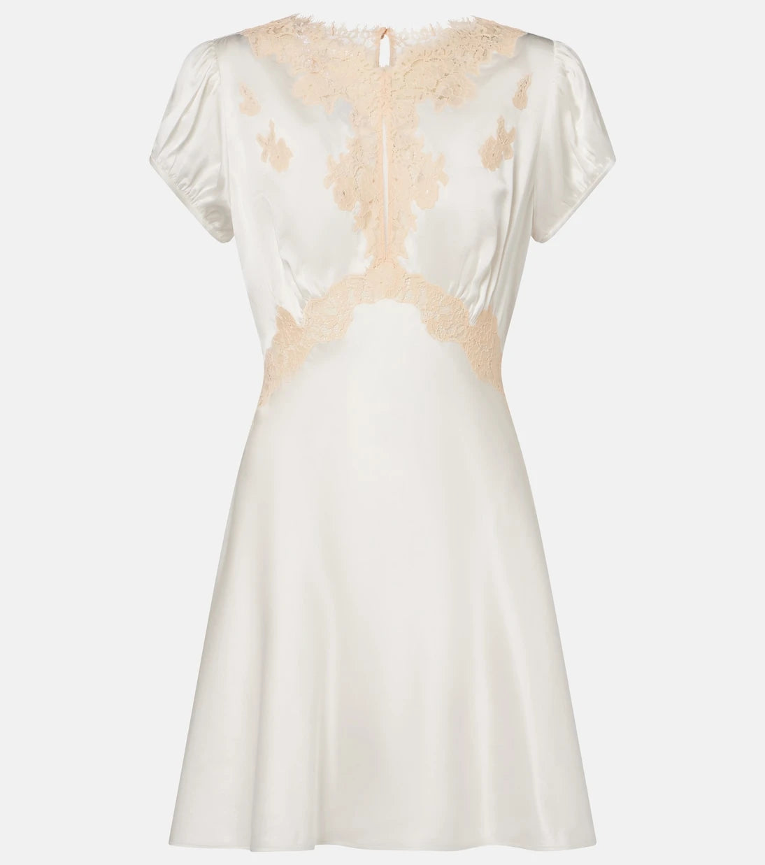 Dôen - Junia lace-trimmed silk satin minidress