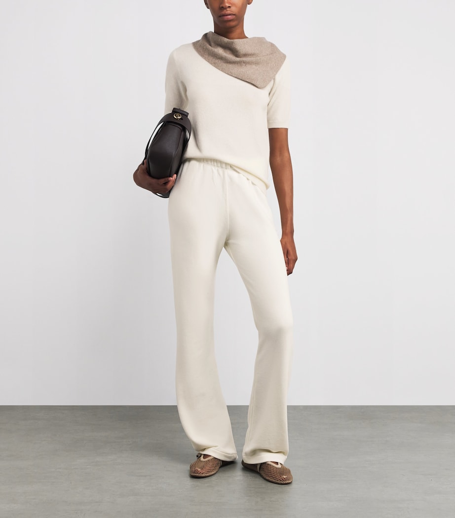 Soft Goat White Cashmere Short-Sleeve Sweater