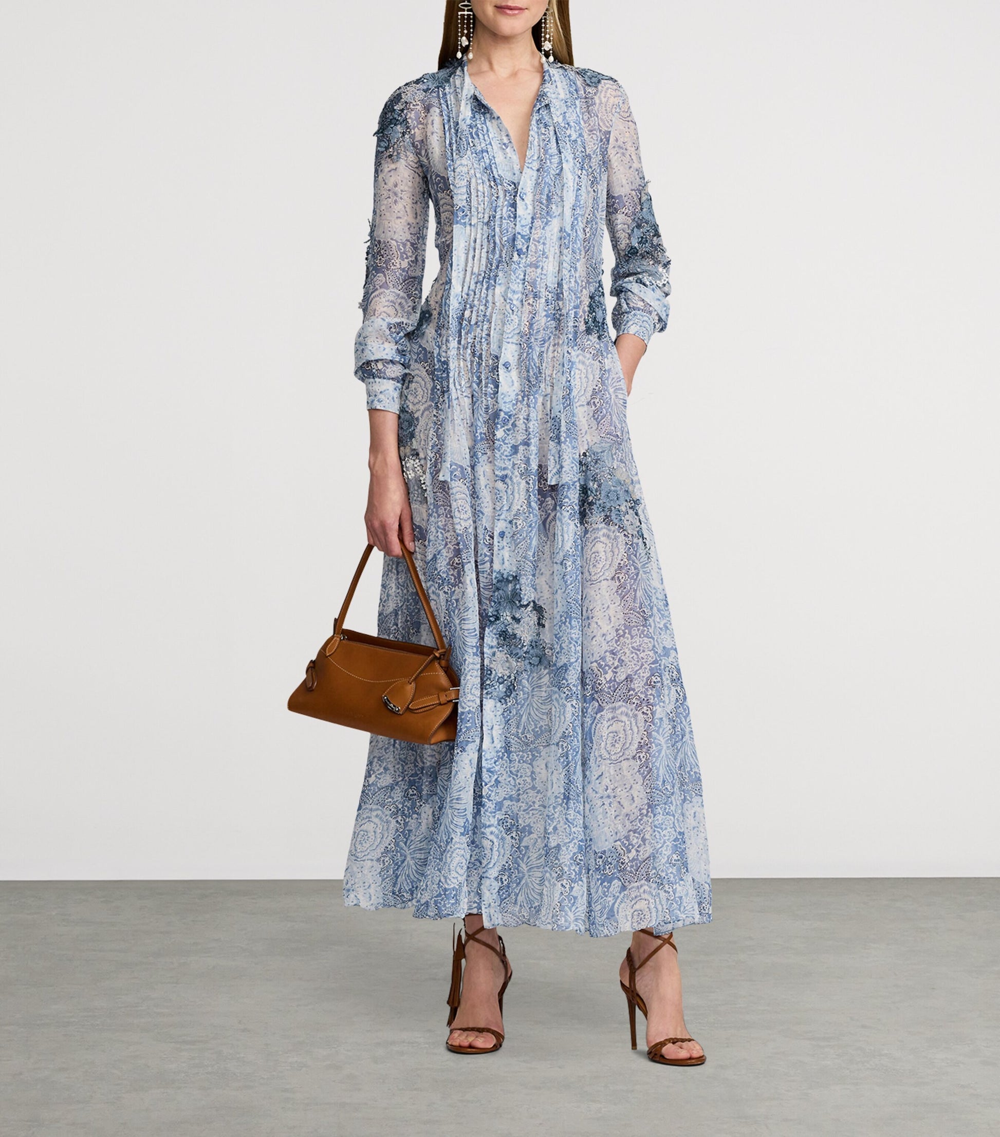 Ralph Lauren Collection Navy Linen-Silk Hannes Dress