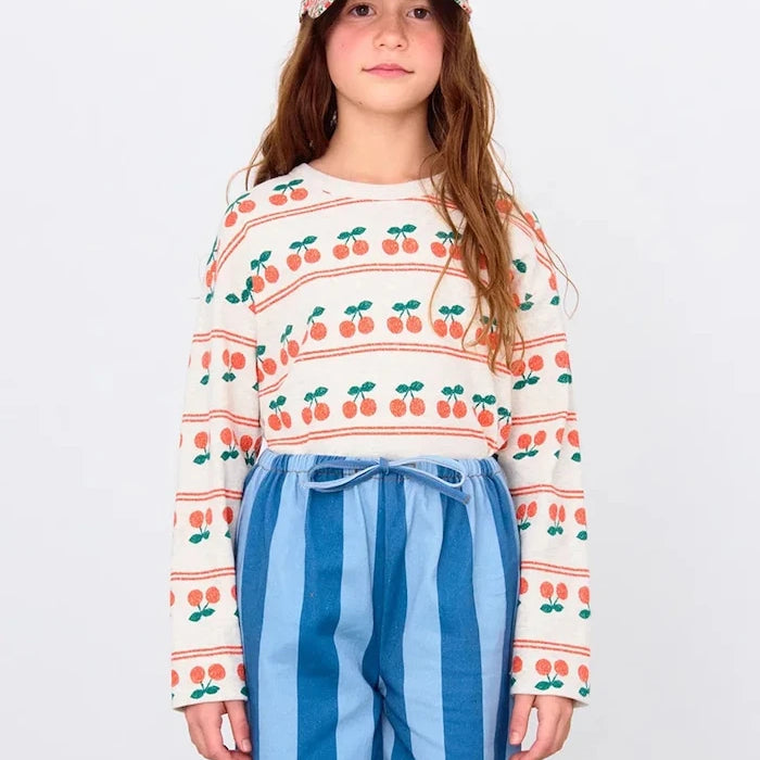 Детска блуза с дълги ръкави Tinycottons CHERRY PATTERN RIB TEE