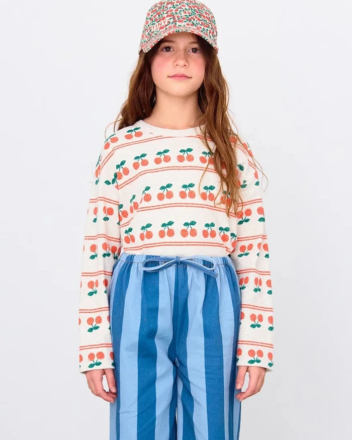 Детска блуза с дълги ръкави Tinycottons CHERRY PATTERN RIB TEE
