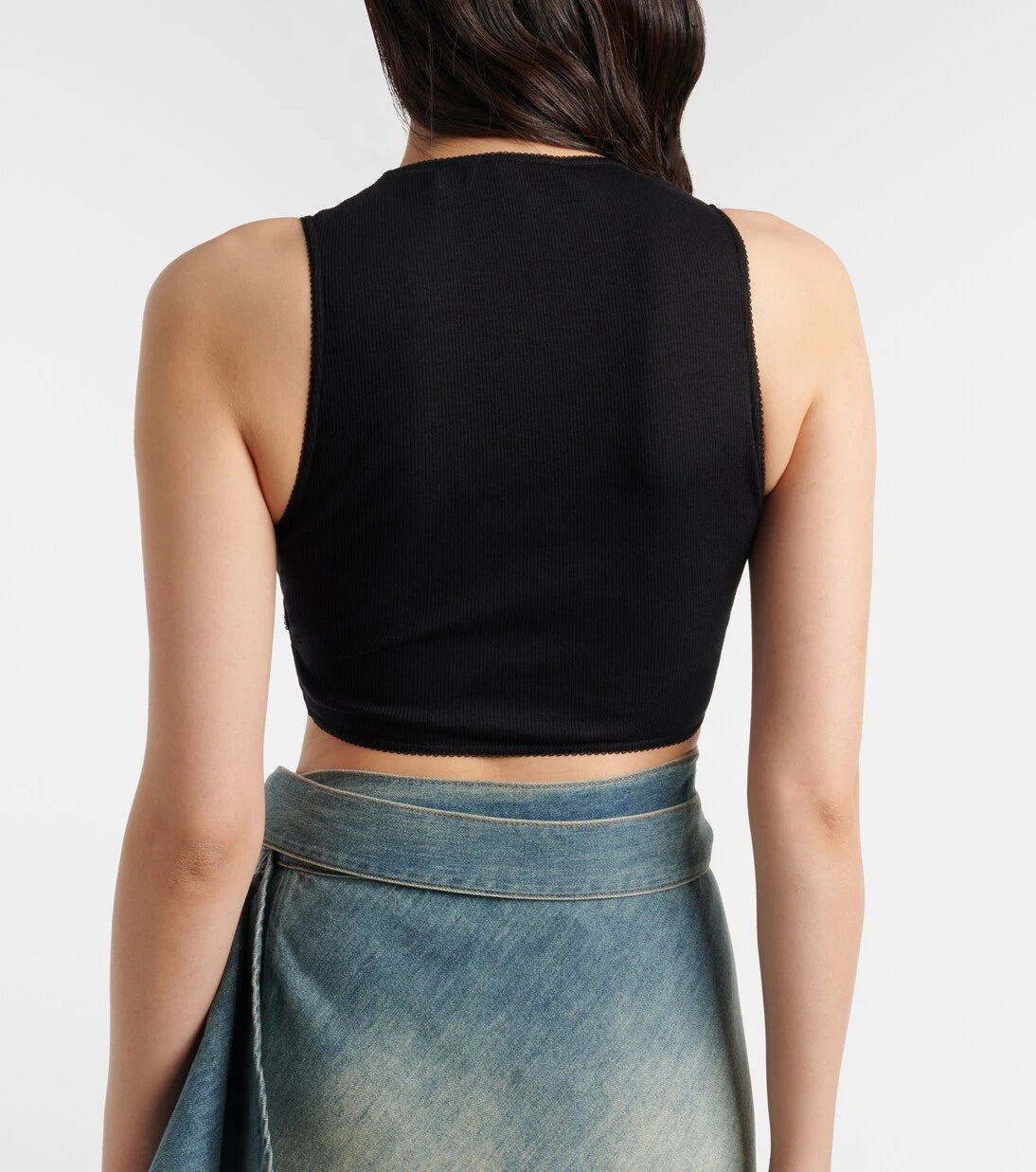 Alaïa - Ribbed-knit jersey crop top