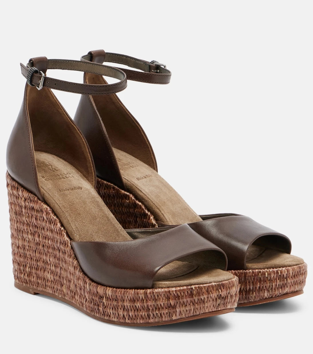Brunello Cucinelli - Monili leather espadrille wedges