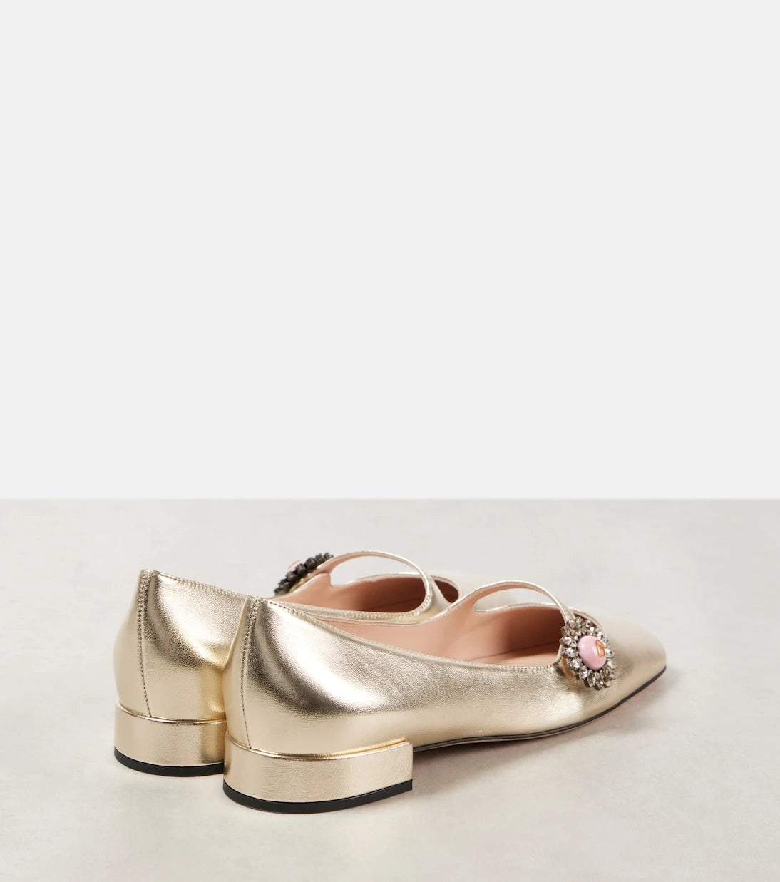 Valentino Garavani - Metallic leather Mary Jane flats
