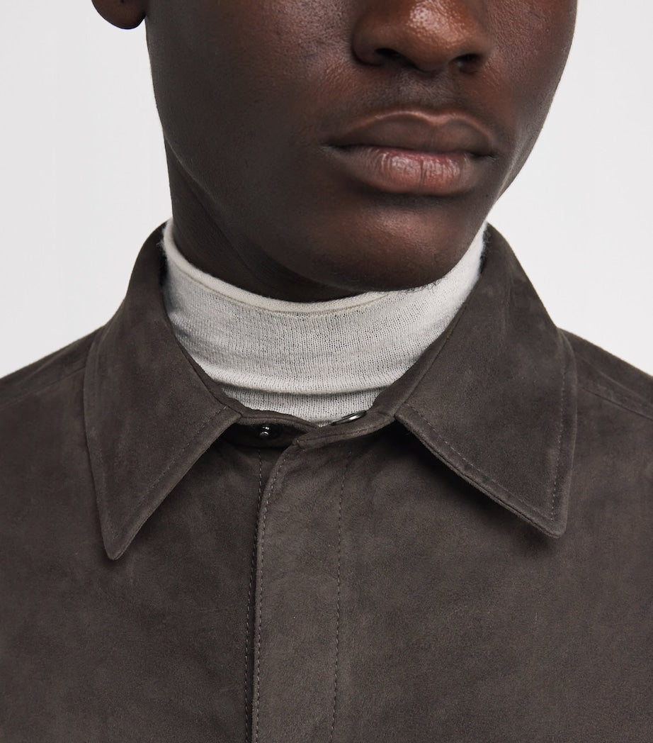 Agnona Brown Suede Overshirt