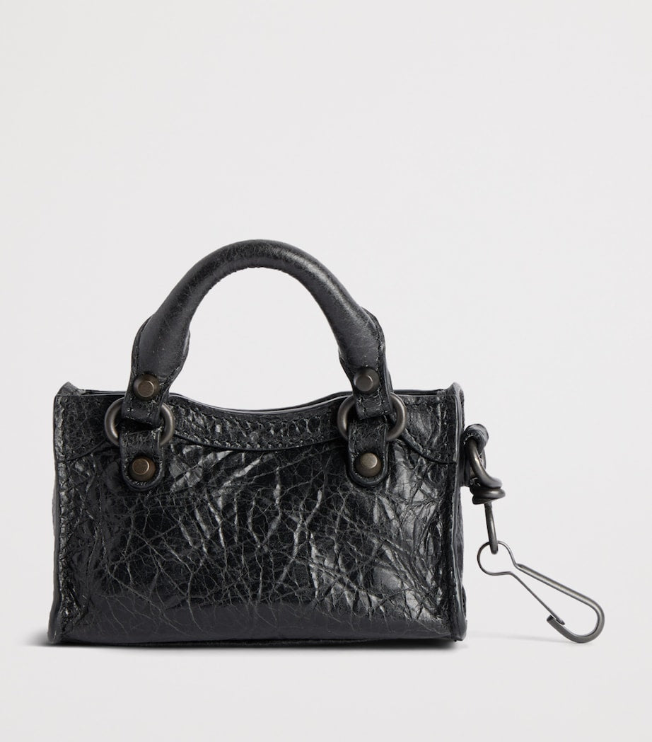Balenciaga Black Micro Leather Le City Bag Charm