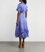 LEO LIN Blue Floral-Appliqué Caroline Midi Dress