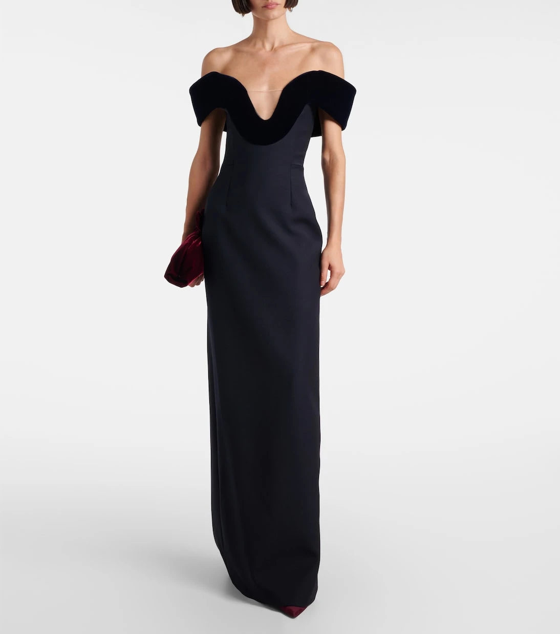 David Koma - Off-shoulder wool-blend bustier gown