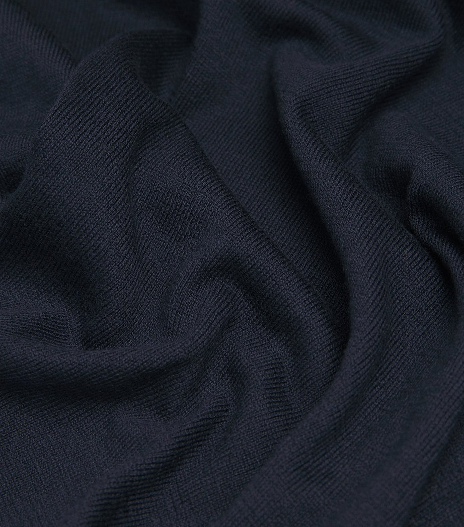 Silk-Cotton Open Polo Shirt NAVY