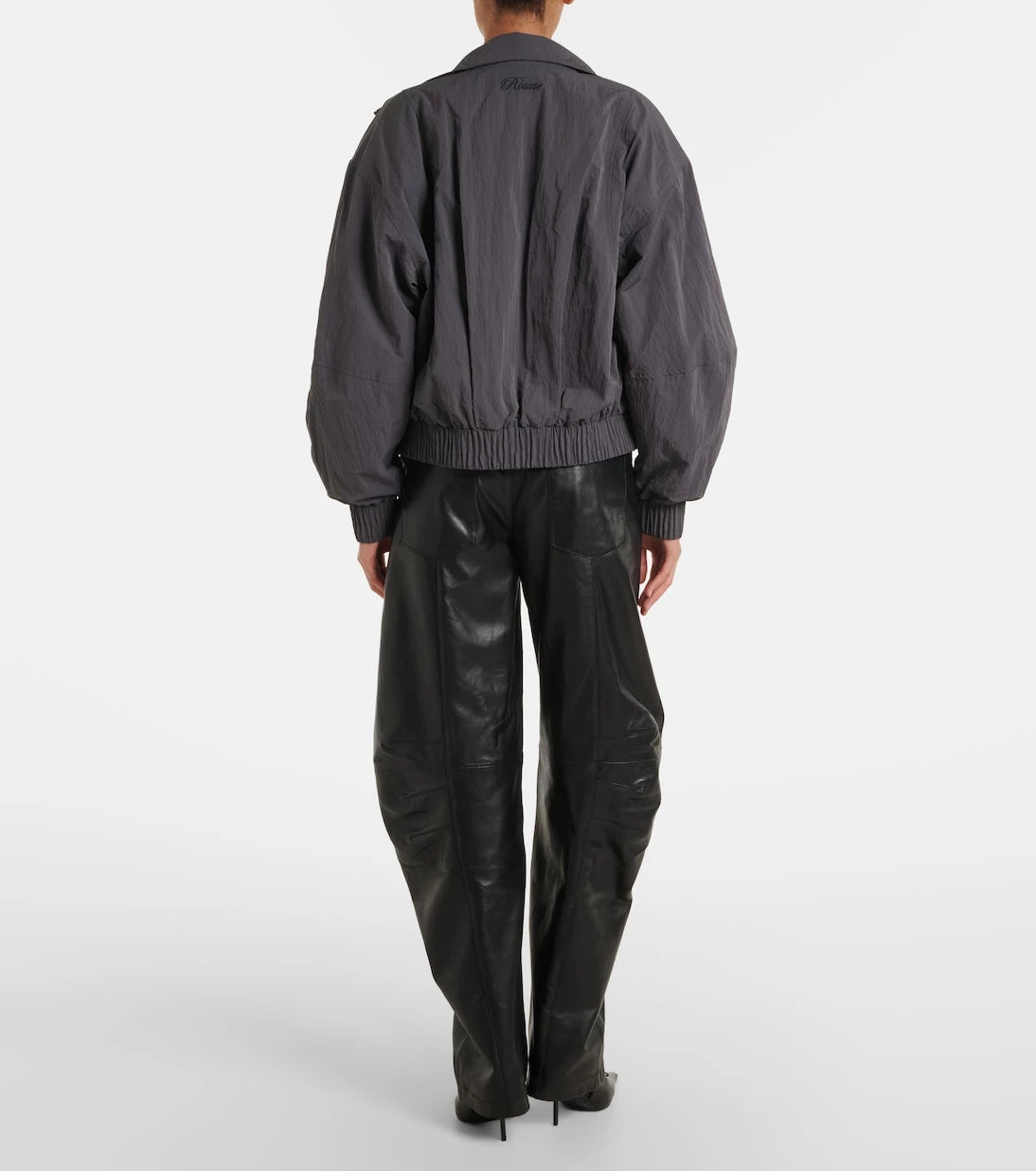 Rotate - Leather barrel-leg pants
