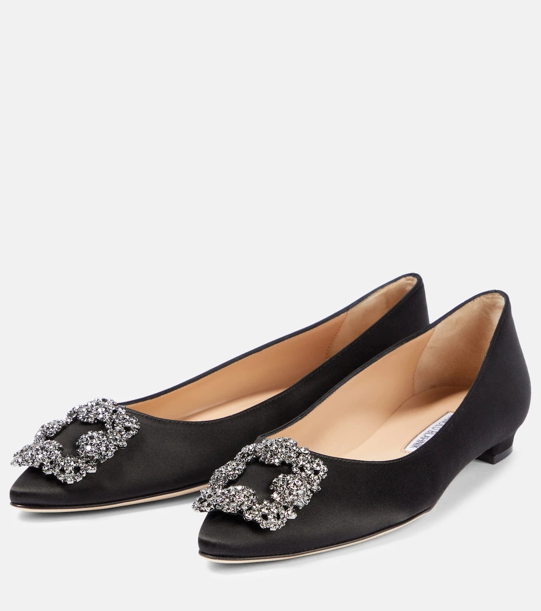 Manolo Blahnik - Hangisiflat embellished satin ballet flats