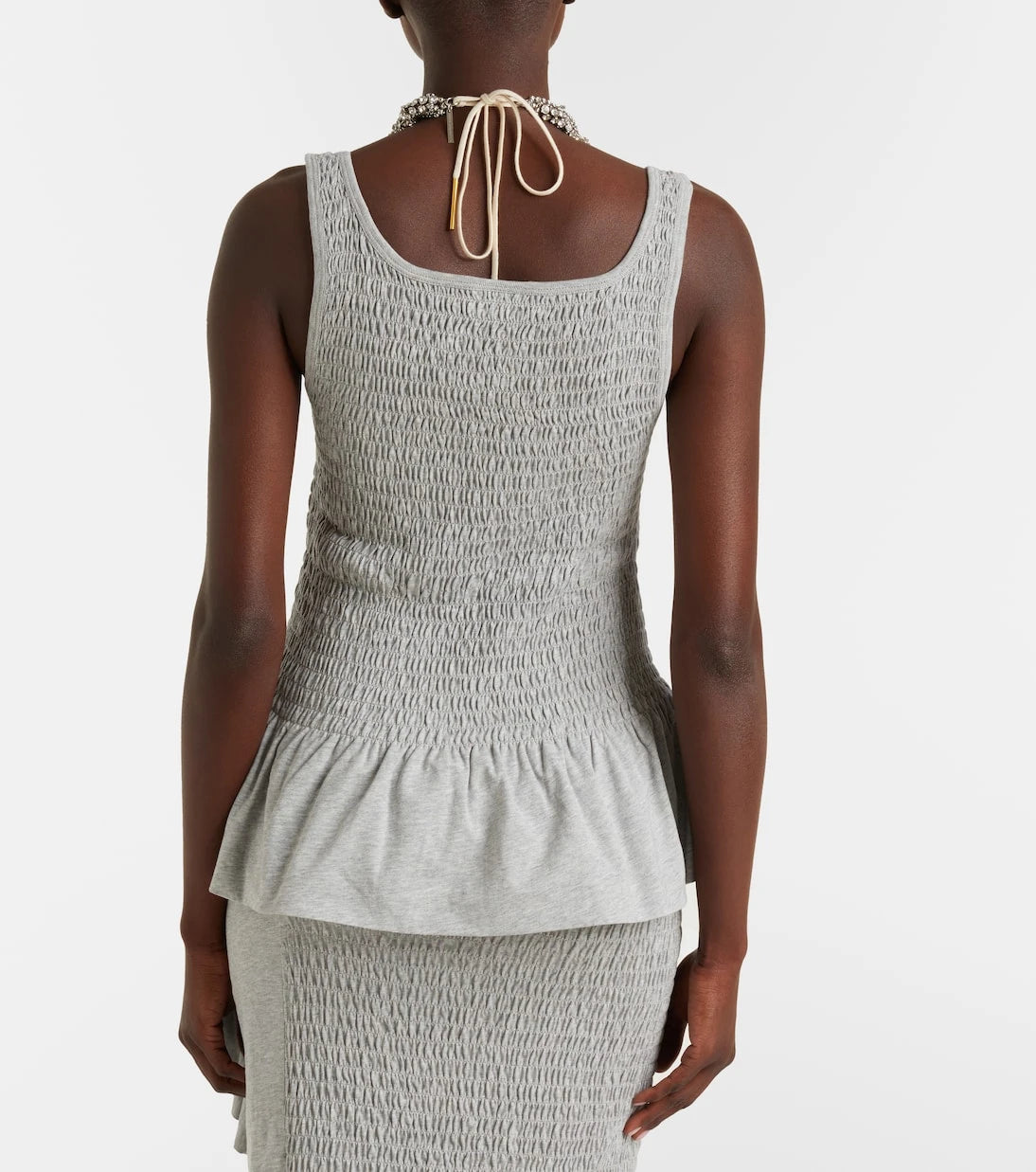 Dries Van Noten - Smocked cotton peplum top