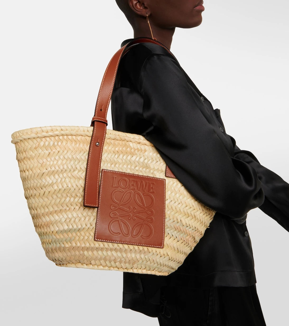 Loewe - Medium leather-trimmed basket tote