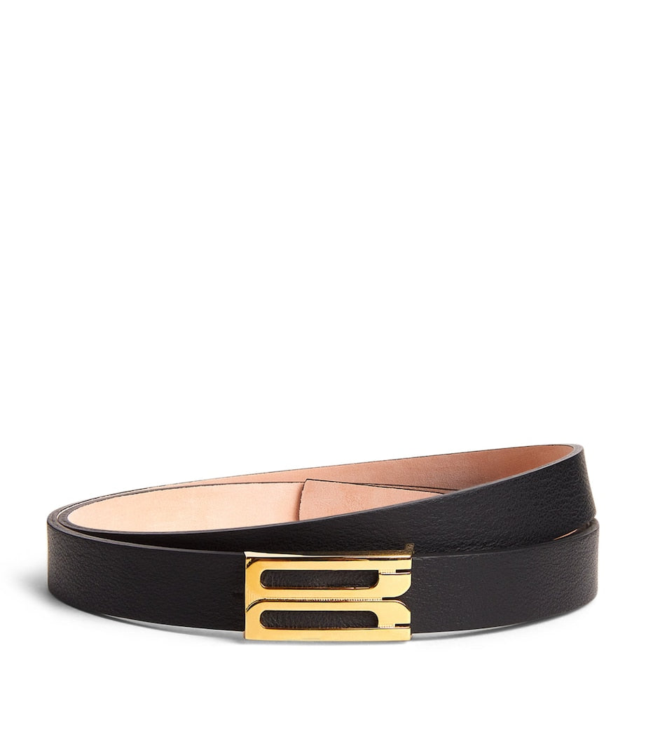 Victoria Beckham Black Leather Frame Belt