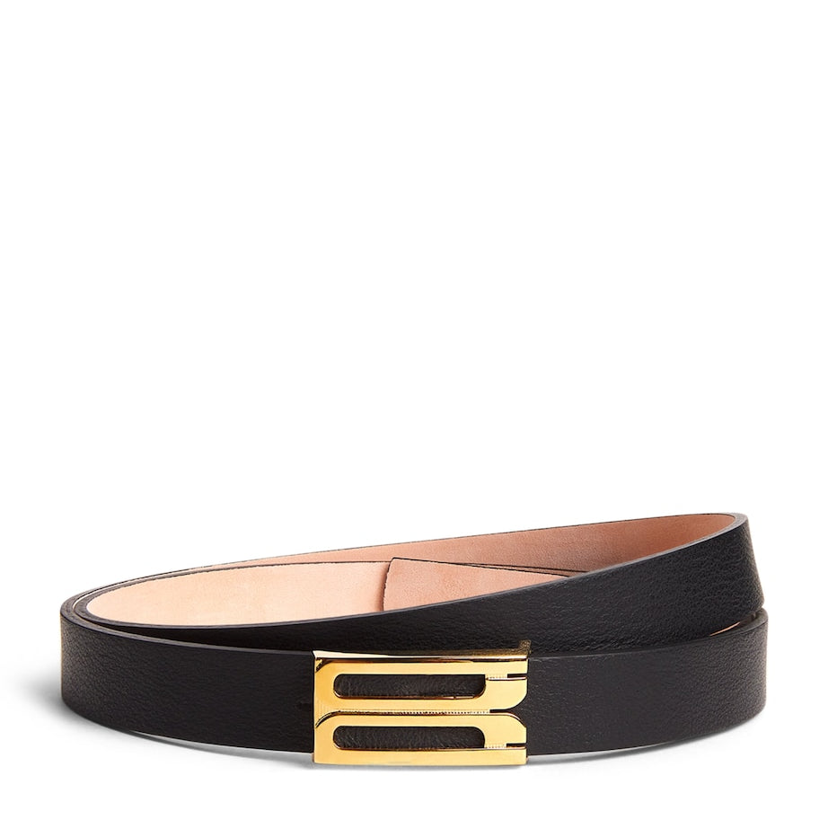 Victoria Beckham Black Leather Frame Belt