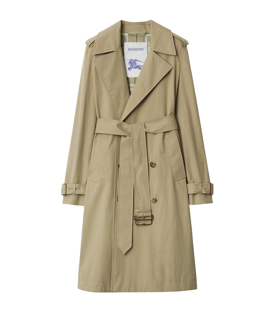 Beige Gabardine Long Trench Coat