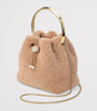 Jimmy Choo Beige Bon Bon Shearling Top-Handle Bag