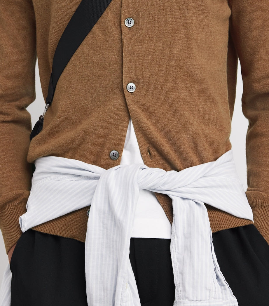 Comme Des Garçons Play Brown Wool Mini Heart Cardigan