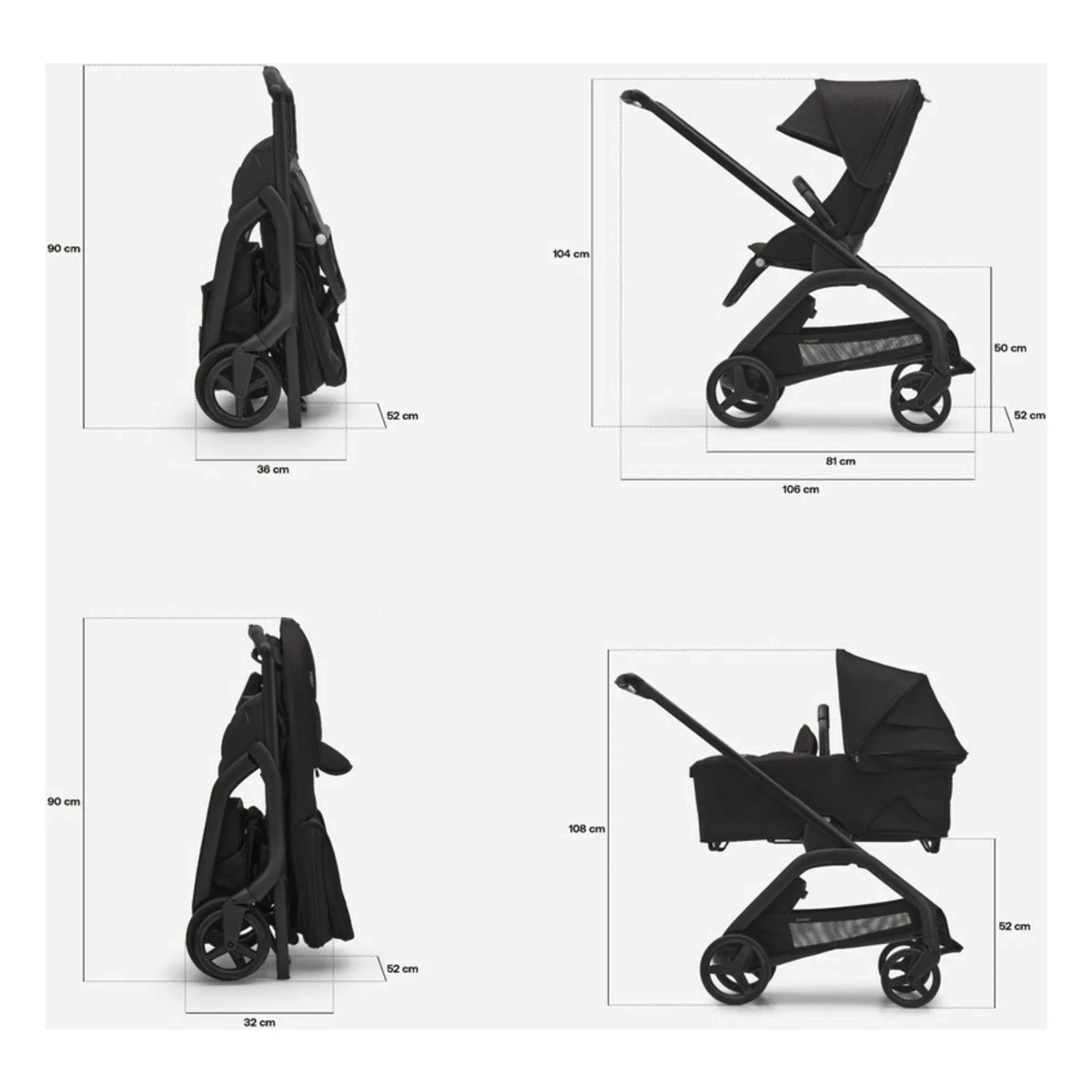 Bugaboo - Bugaboo Dragonfly City Stroller complete chassis black | Taupe brown