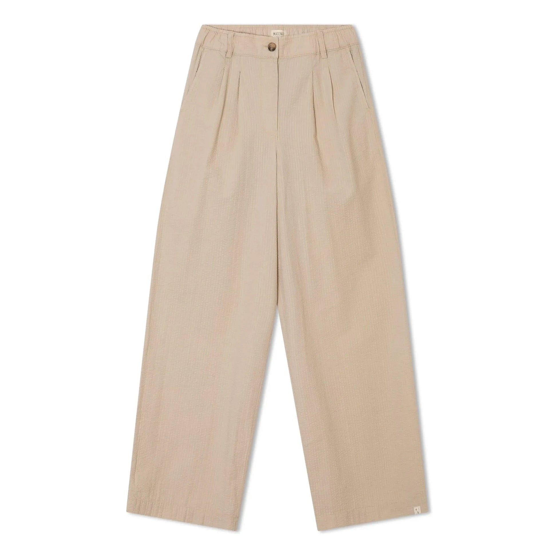 Matona - Organic Cotton Pleated Trousers | Sand