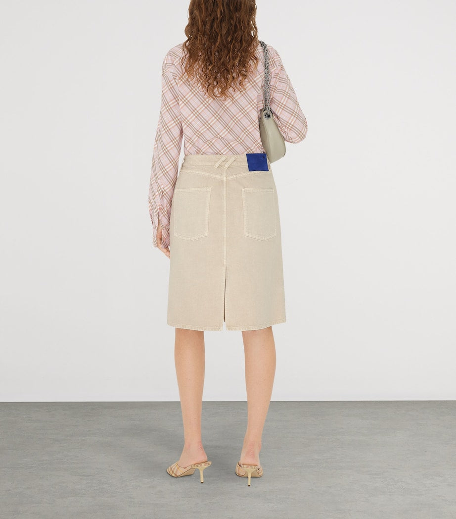 Ivory Mini Denim Skirt