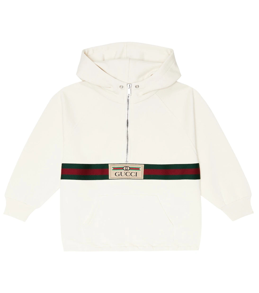 Gucci Kids - سويت شيرت بقبعة من القطن الجيرسيه بتصميم ويب