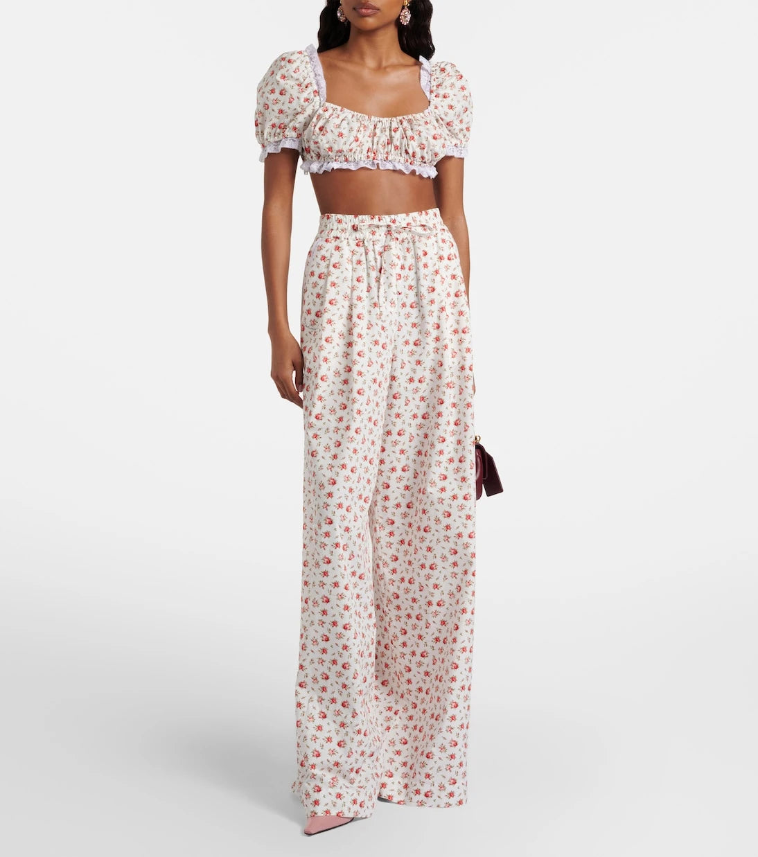 Dolce&Gabbana - Floral cotton-blend poplin wide-leg pants