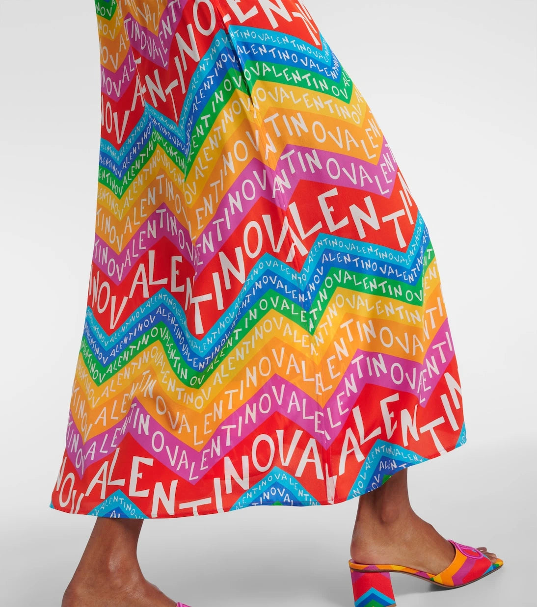 Valentino - Logo one-shoulder silk midi dress