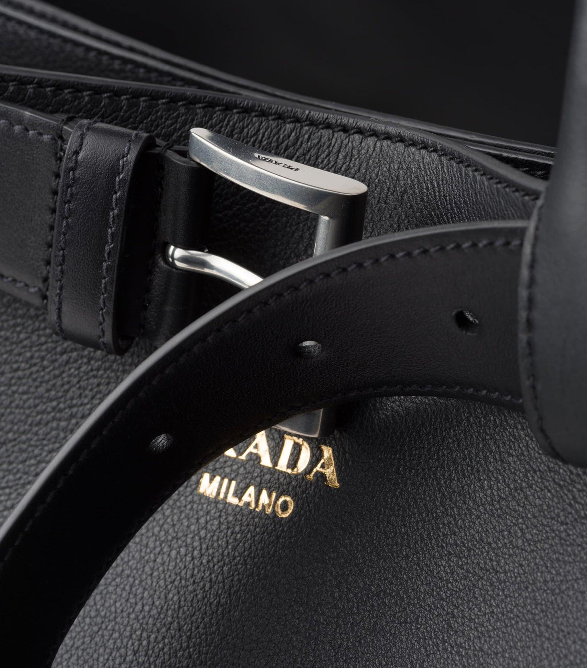 Prada Leather Buckle Tote Bag