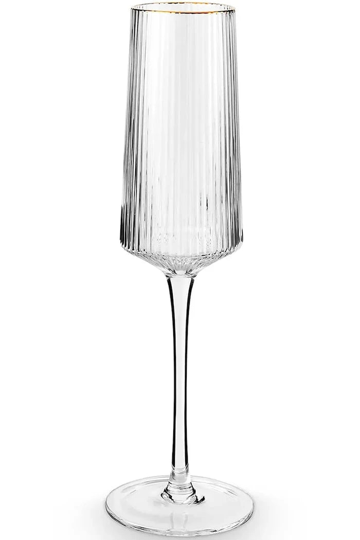 Чаша за шампанско vtwonen Gold Rim 230 ml (4 броя)