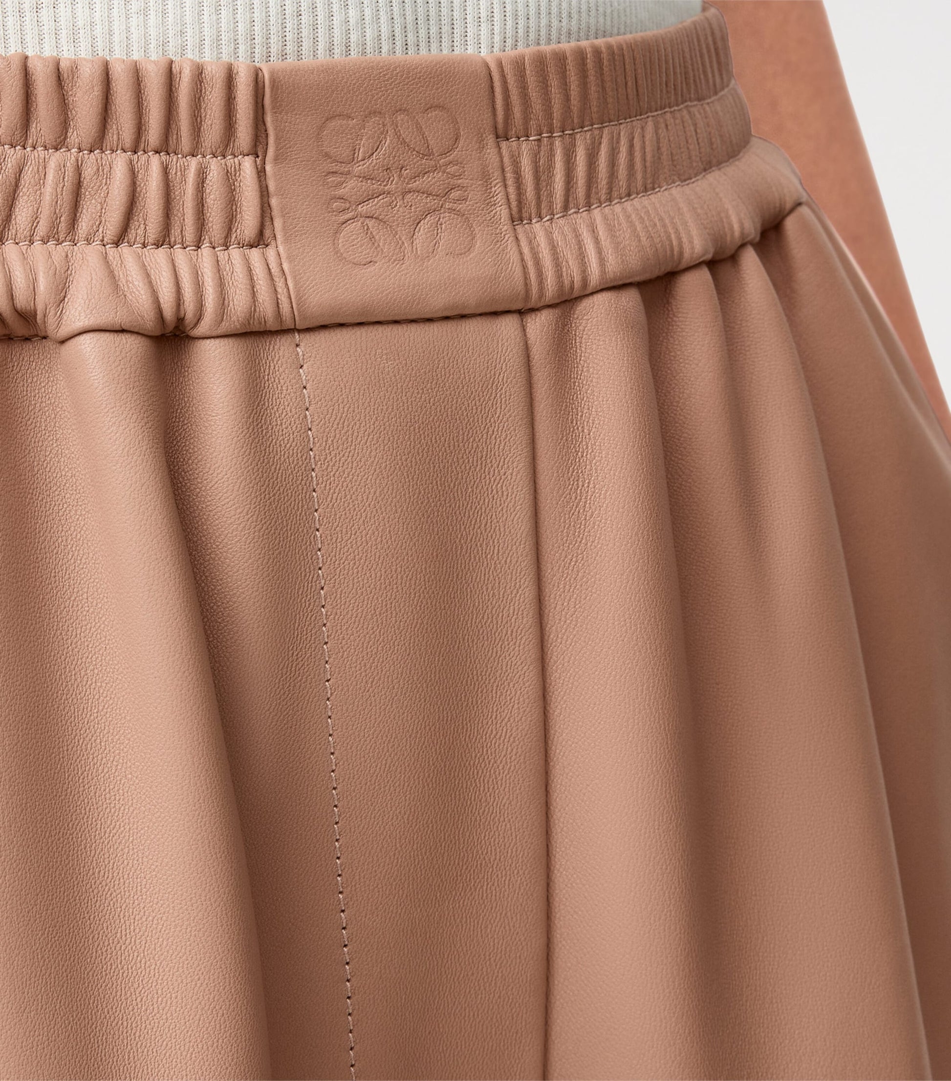 LOEWE Beige Leather Barrel Trousers