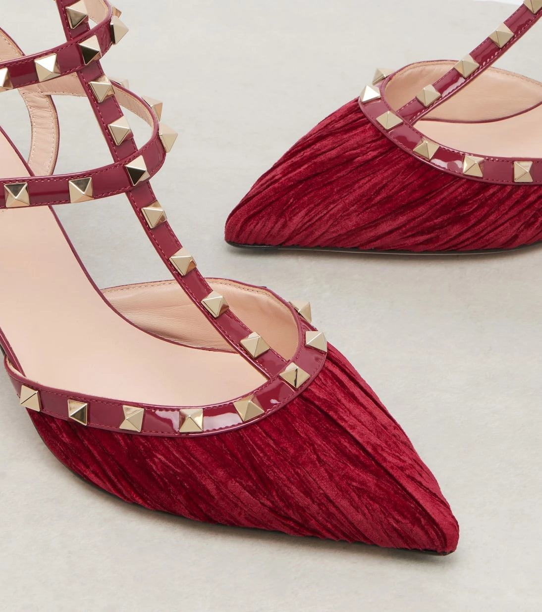 Valentino Garavani - Rockstud 65 velvet and leather pumps