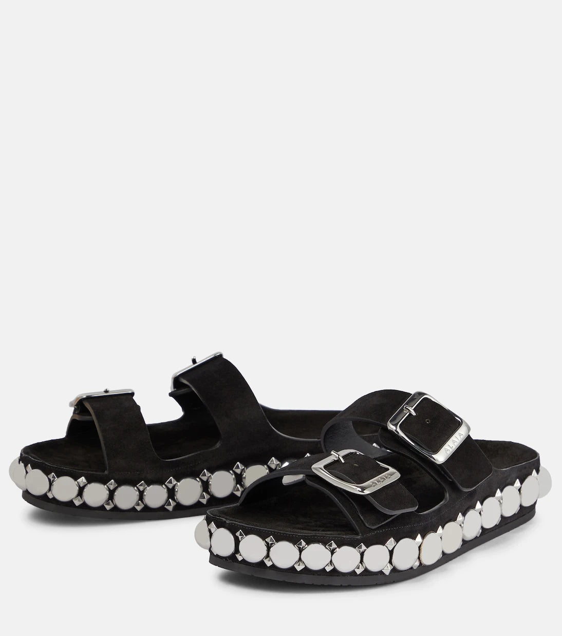 Alaïa - Bombe embellished suede slides