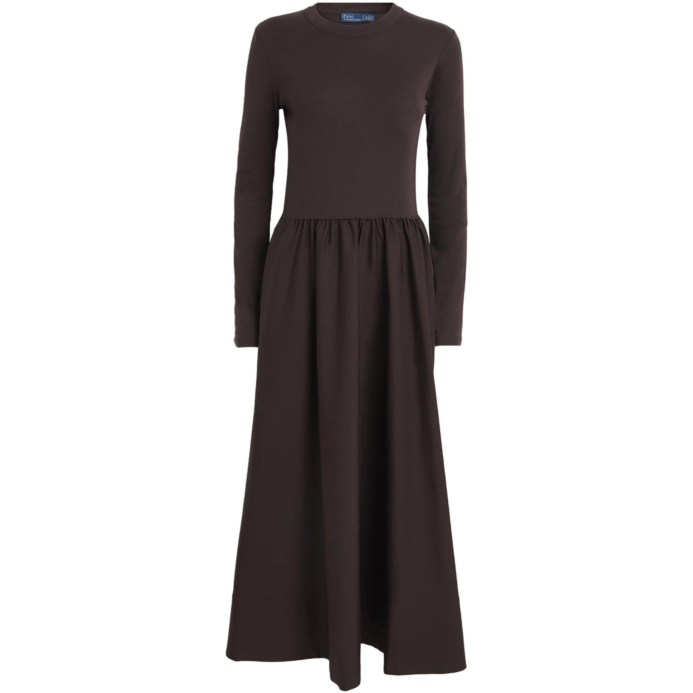 Polo Ralph Lauren Brown Cotton A-Line Midi Dress