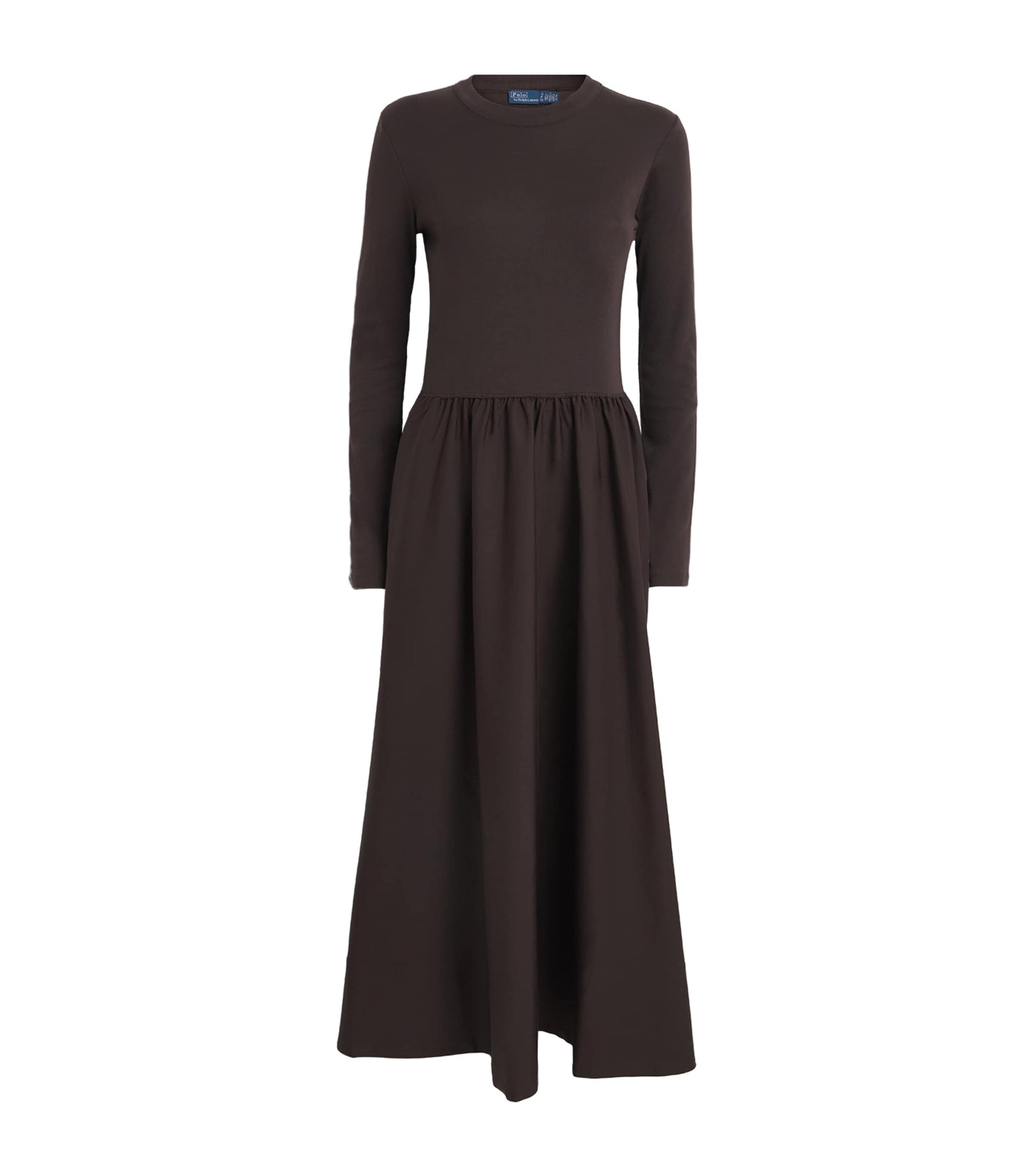 Polo Ralph Lauren Brown Cotton A-Line Midi Dress